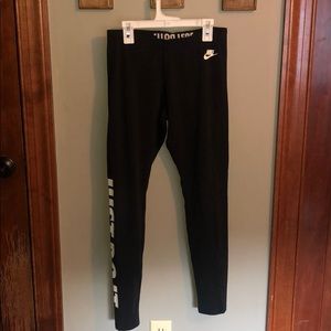 black Nike leggings with cute writing on side!